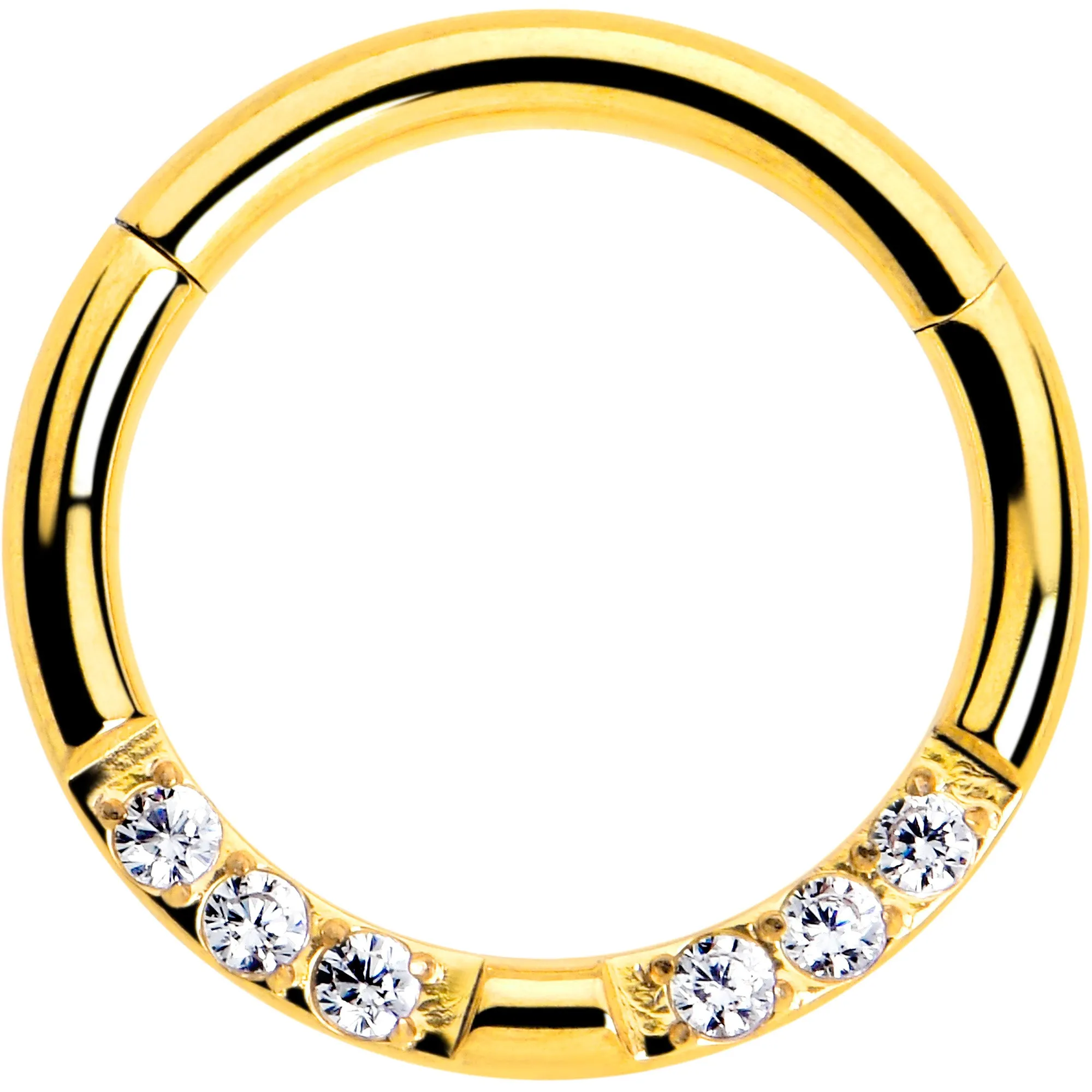 16 Gauge 5/16 CZ Gem Forward Facing Hinged Segment Ring