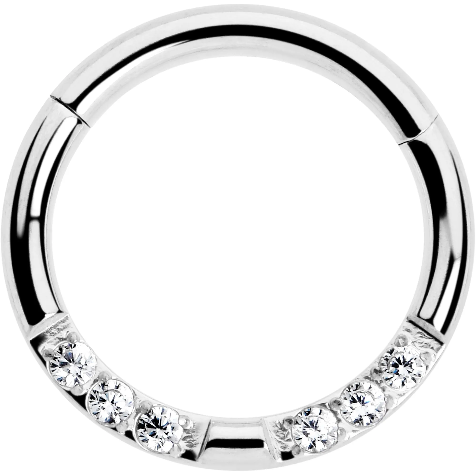 16 Gauge 5/16 CZ Gem Forward Facing Hinged Segment Ring