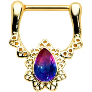16 Gauge 5/16 Purple Tourmaline Gold Tone Lacy Cartilage Clicker