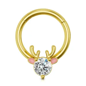 16G Xmas Deer Head Hinged Segment Septum Hoop