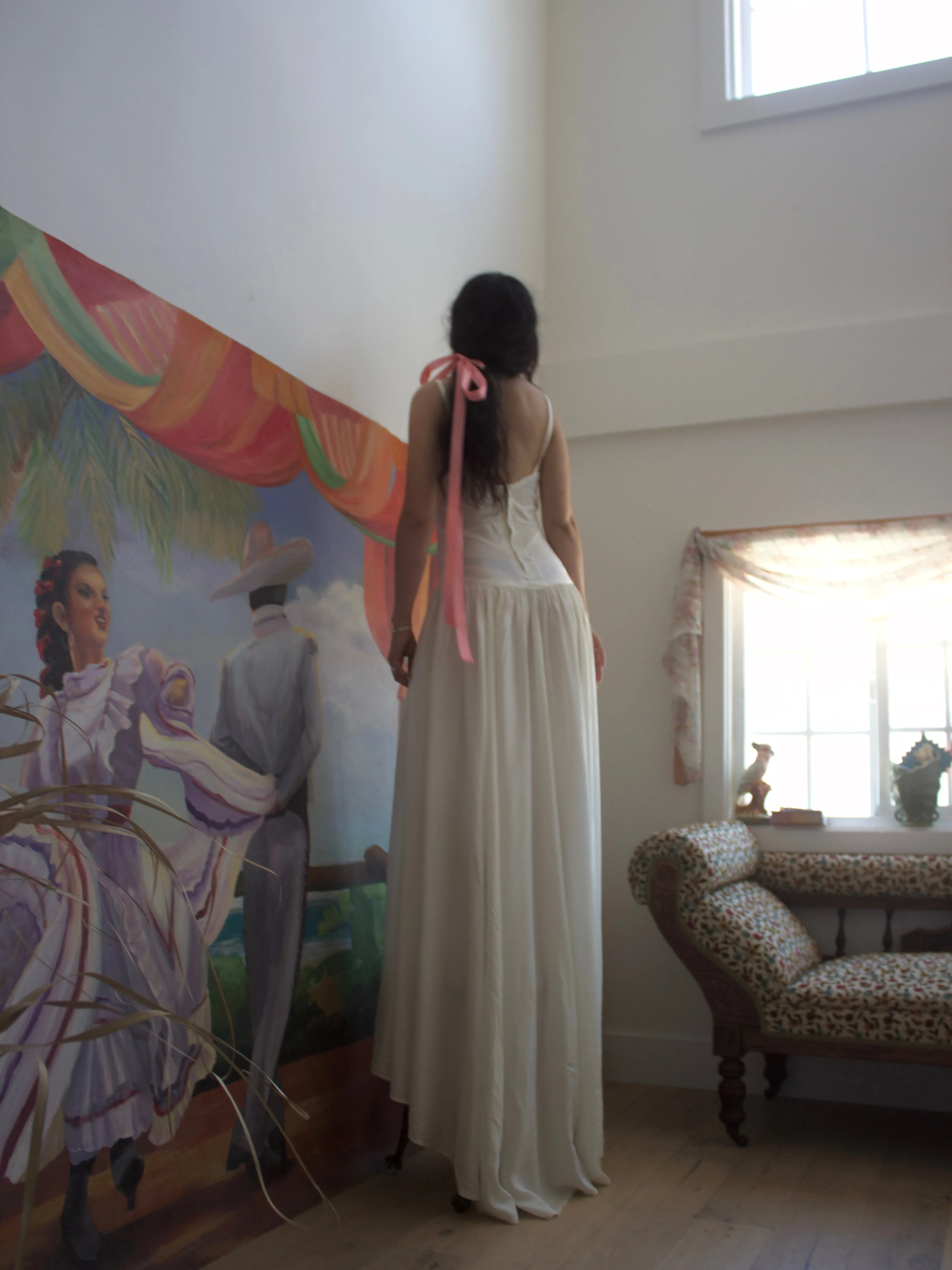 1940s Trained Rayon Satin Sweetheart Bridal Gown