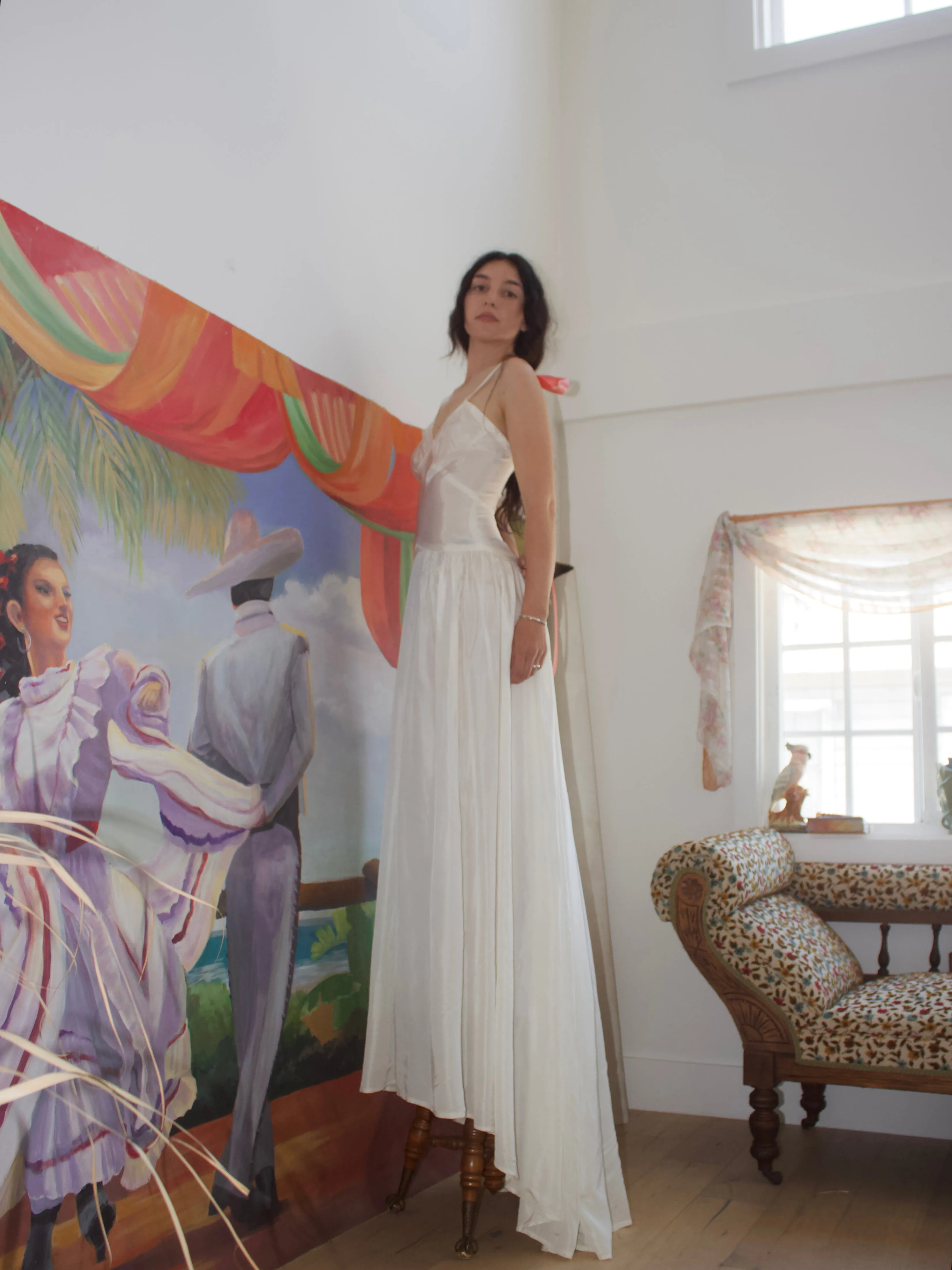 1940s Trained Rayon Satin Sweetheart Bridal Gown