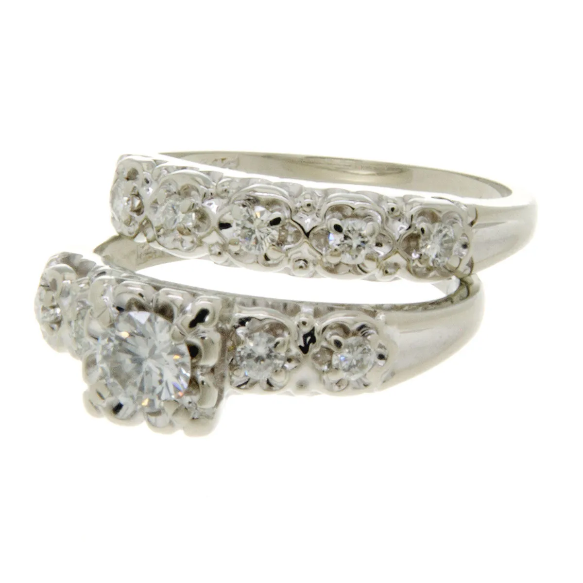 1950s 14k Diamond Wedding Set