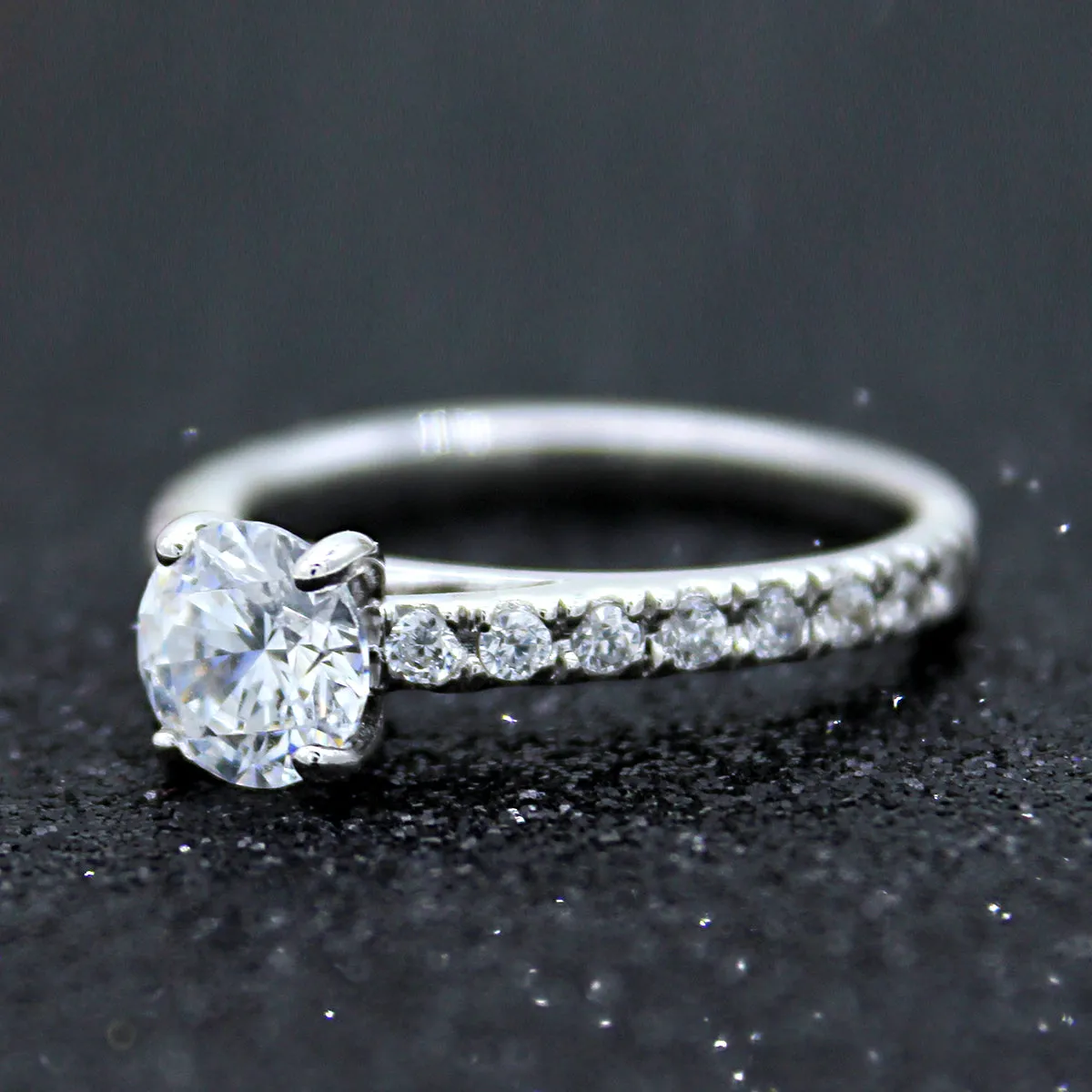 1CT Round-Cut Solitaire With Accents Diamond Engagement Ring