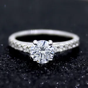 1CT Round-Cut Solitaire With Accents Diamond Engagement Ring