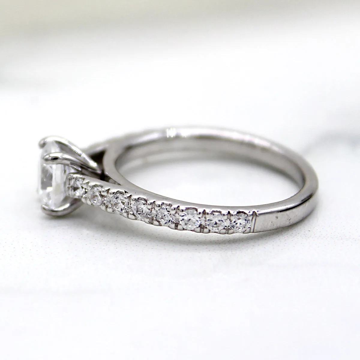 1CT Round-Cut Solitaire With Accents Diamond Engagement Ring