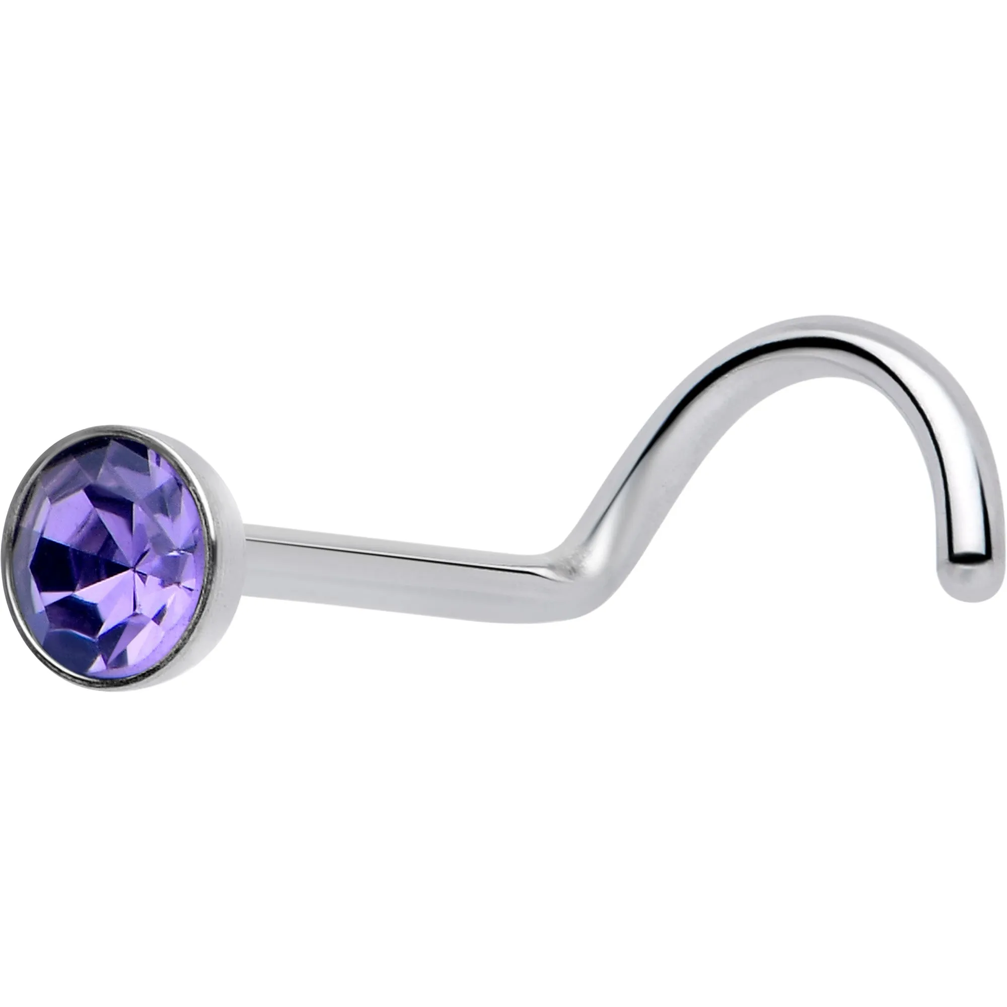 20 Gauge 3mm CZ Bezel Set Push-In Threadless Nose Screw Nose Ring