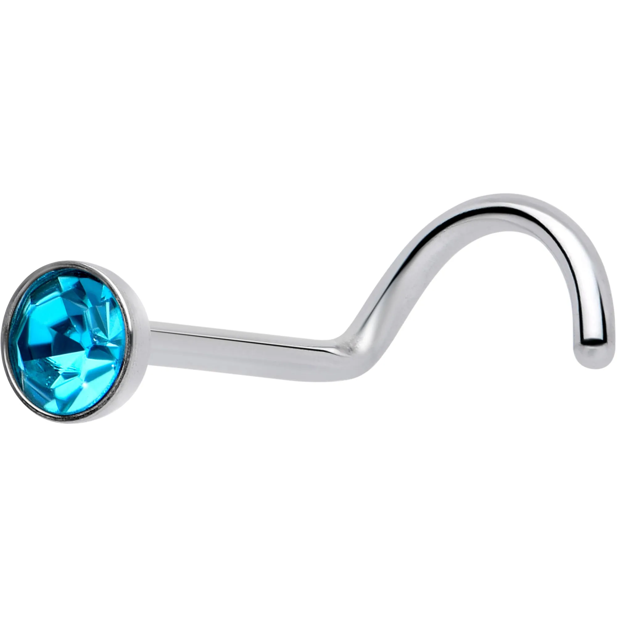 20 Gauge 3mm CZ Bezel Set Push-In Threadless Nose Screw Nose Ring