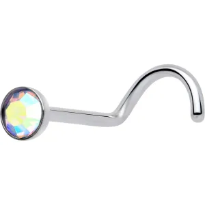 20 Gauge 3mm CZ Bezel Set Push-In Threadless Nose Screw Nose Ring