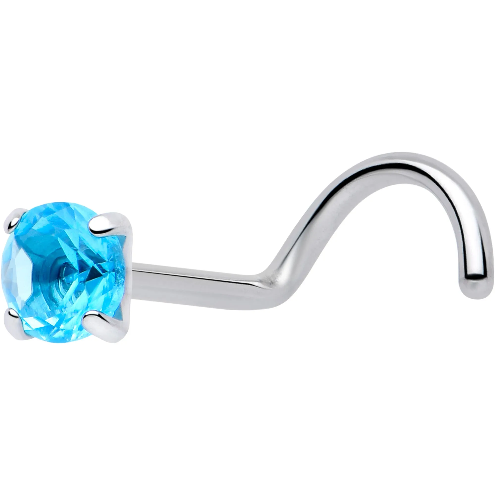 20 Gauge 3mm CZ Prong Set Push-In Threadless Nose Screw Nose Ring