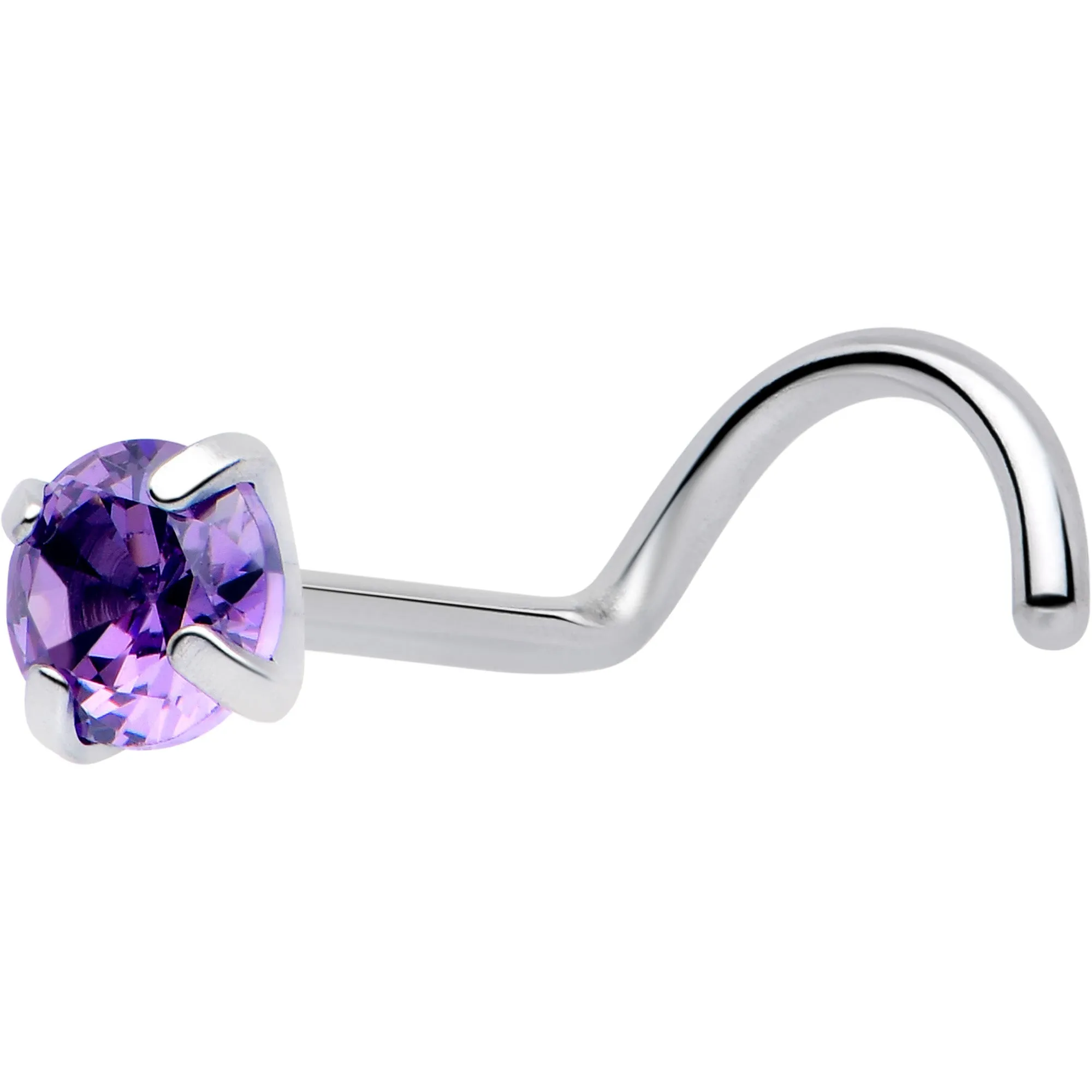 20 Gauge 3mm CZ Prong Set Push-In Threadless Nose Screw Nose Ring