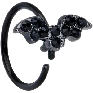 20 Gauge 5/16 Black Gem Black Bat Halloween Nose Hoop