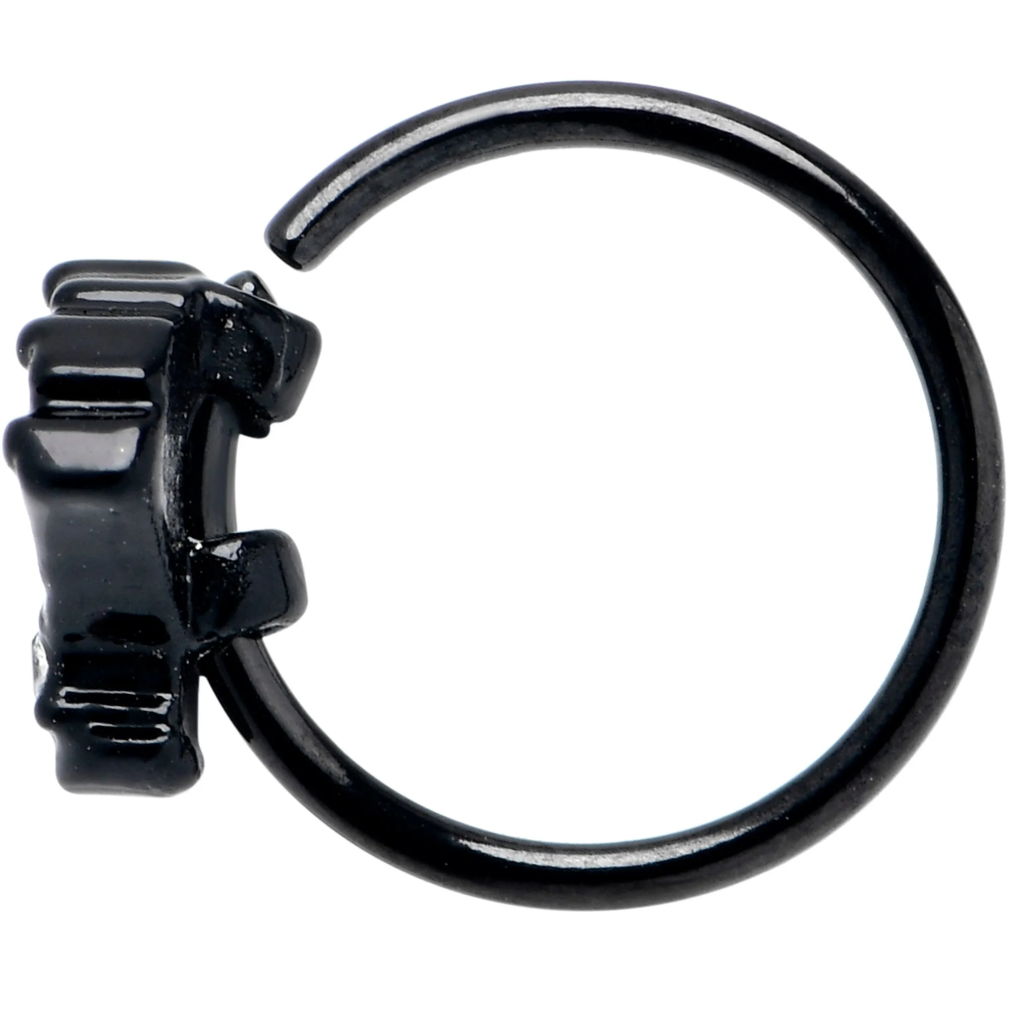 20 Gauge 5/16 Clear CZ Gem Black Serenity Ocean Magic Shell Nose Hoop