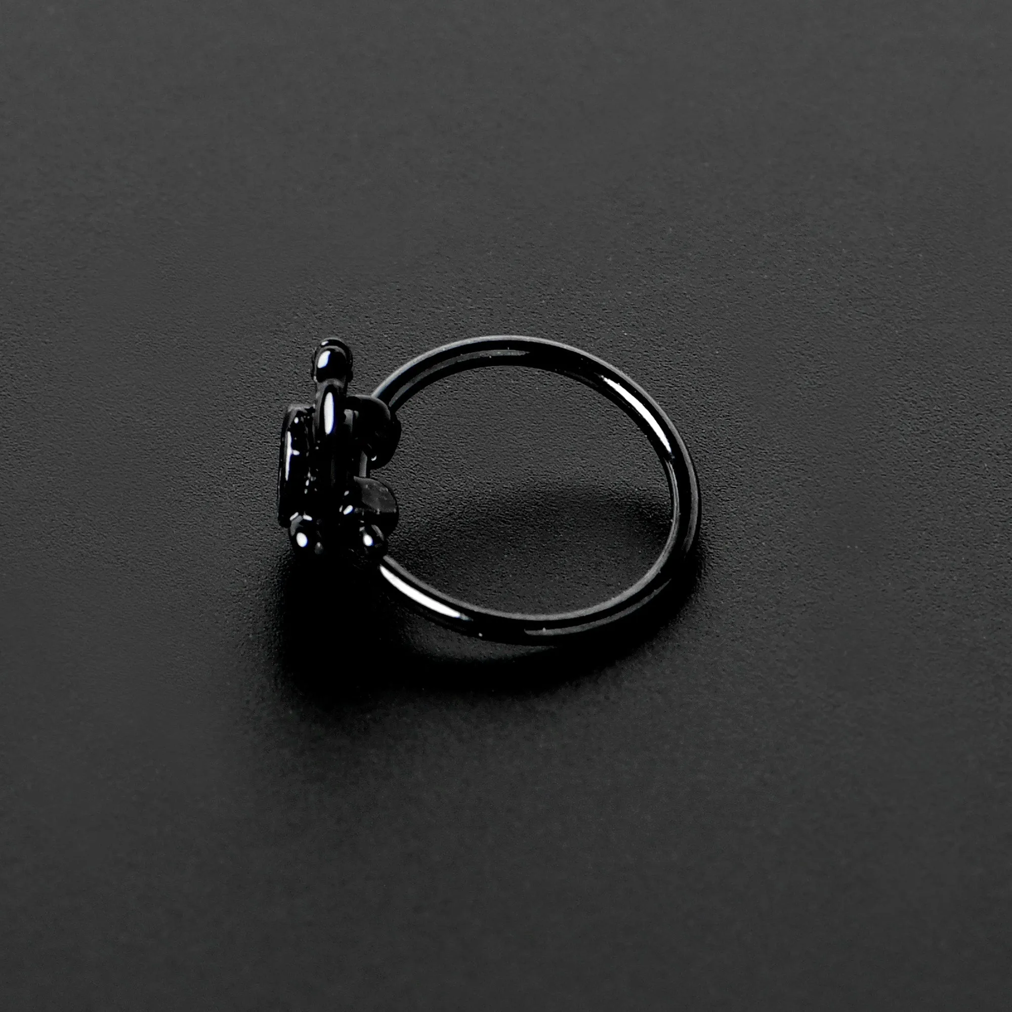 20 Gauge 5/16 Red CZ Gem Black Double Passion Heart Claw Nose Hoop