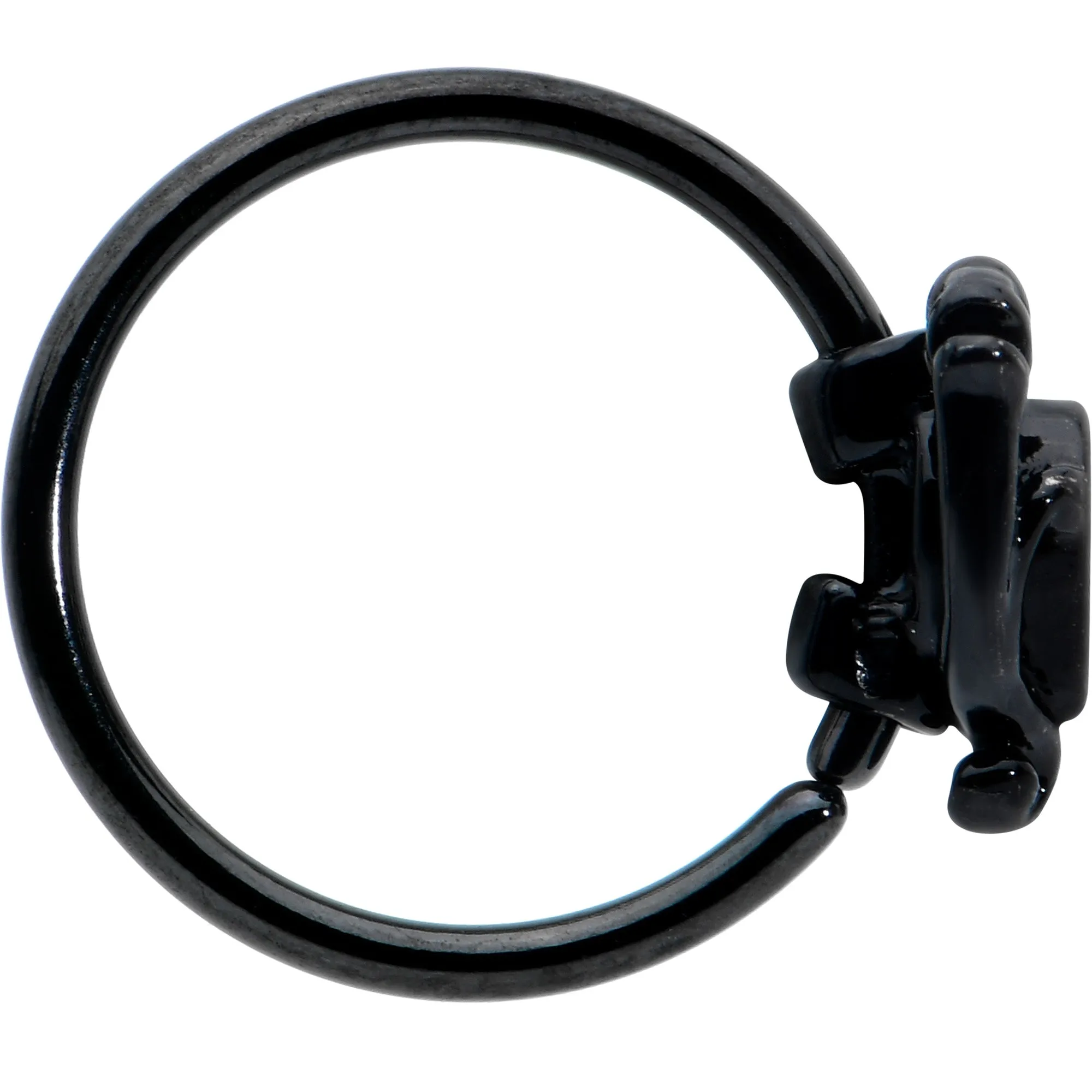 20 Gauge 5/16 Red CZ Gem Black Double Passion Heart Claw Nose Hoop