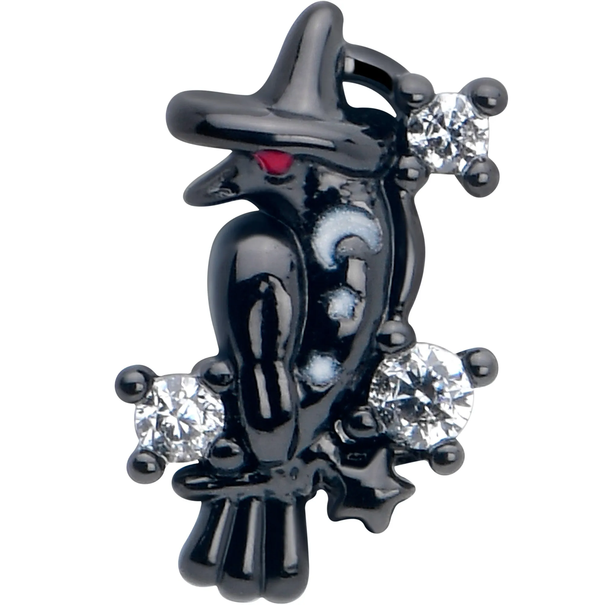 20 Gauge 7mm Clear CZ Gem Black Raven Witch L Shape Nose Ring