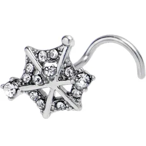 20 Gauge 7mm Clear Gem Spiderweb Goth Left Side Nose Screw