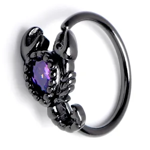 20 Gauge Black Goth Scorpion Purple Nose Hoop