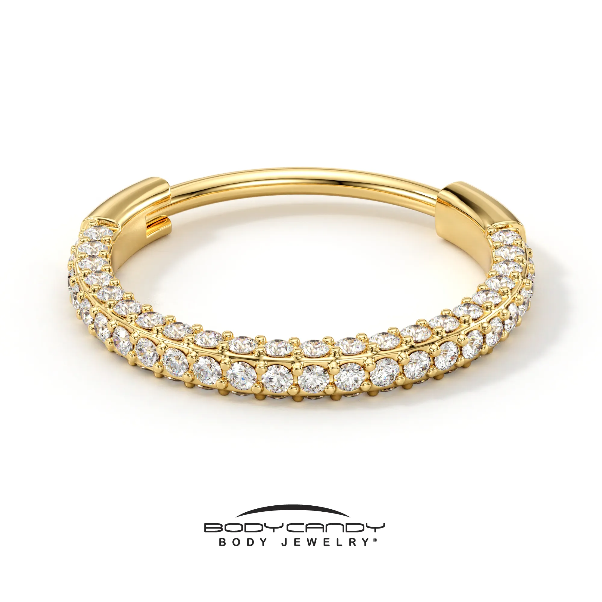 20 Gauge Gold PVD Implant Grade Titanium Triple Sided Micro Gem Hinged Nose Hoop (Select Size)