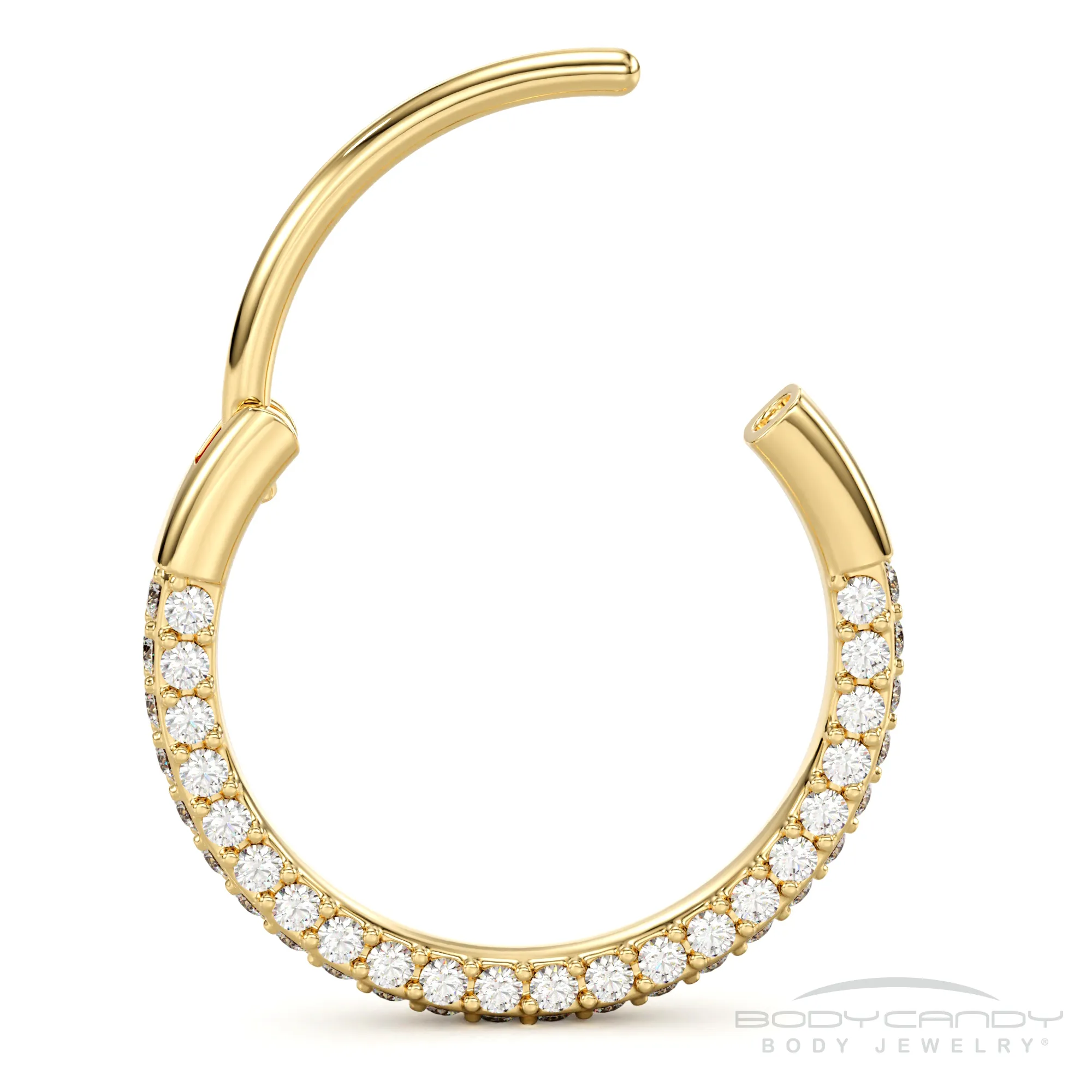 20 Gauge Gold PVD Implant Grade Titanium Triple Sided Micro Gem Hinged Nose Hoop (Select Size)