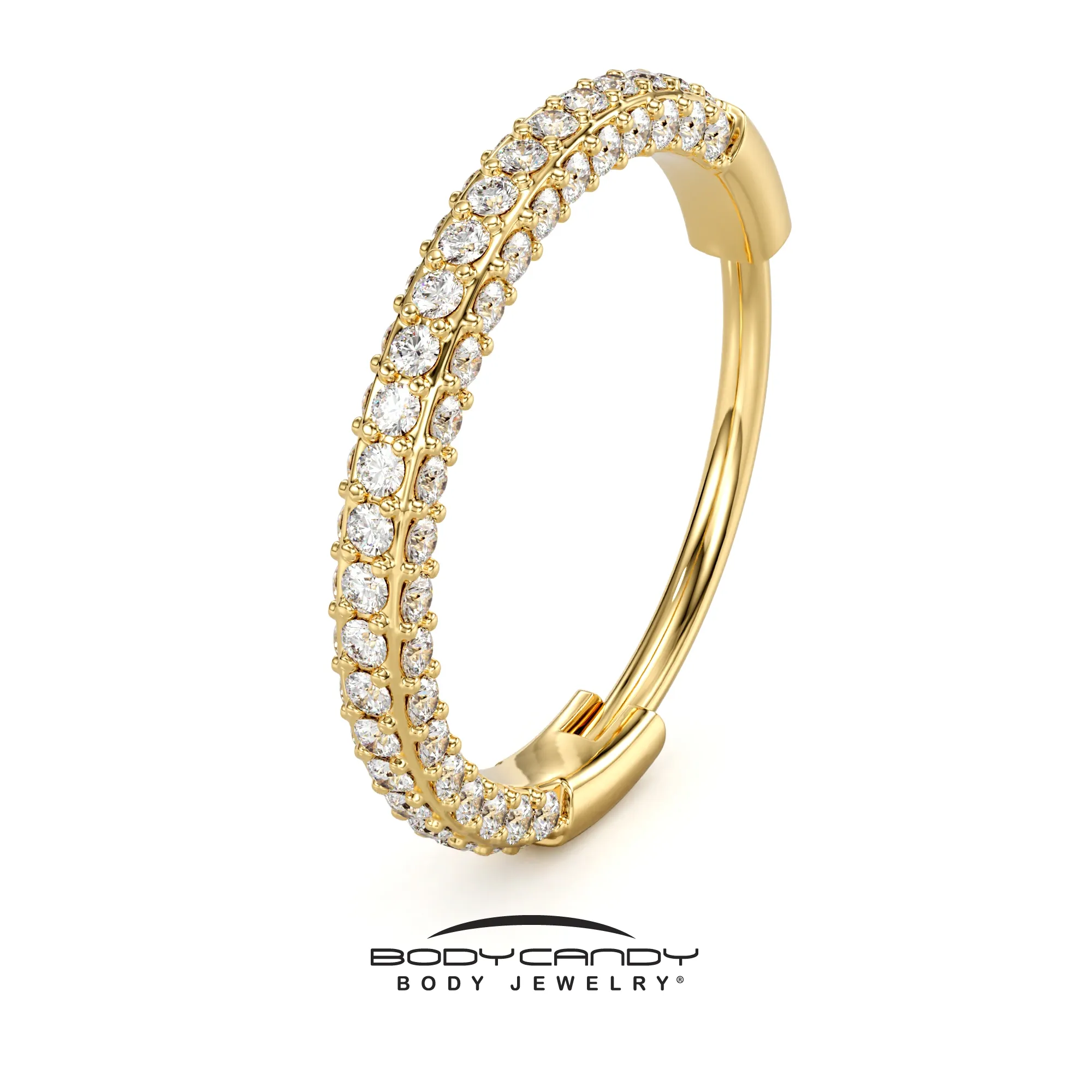 20 Gauge Gold PVD Implant Grade Titanium Triple Sided Micro Gem Hinged Nose Hoop (Select Size)
