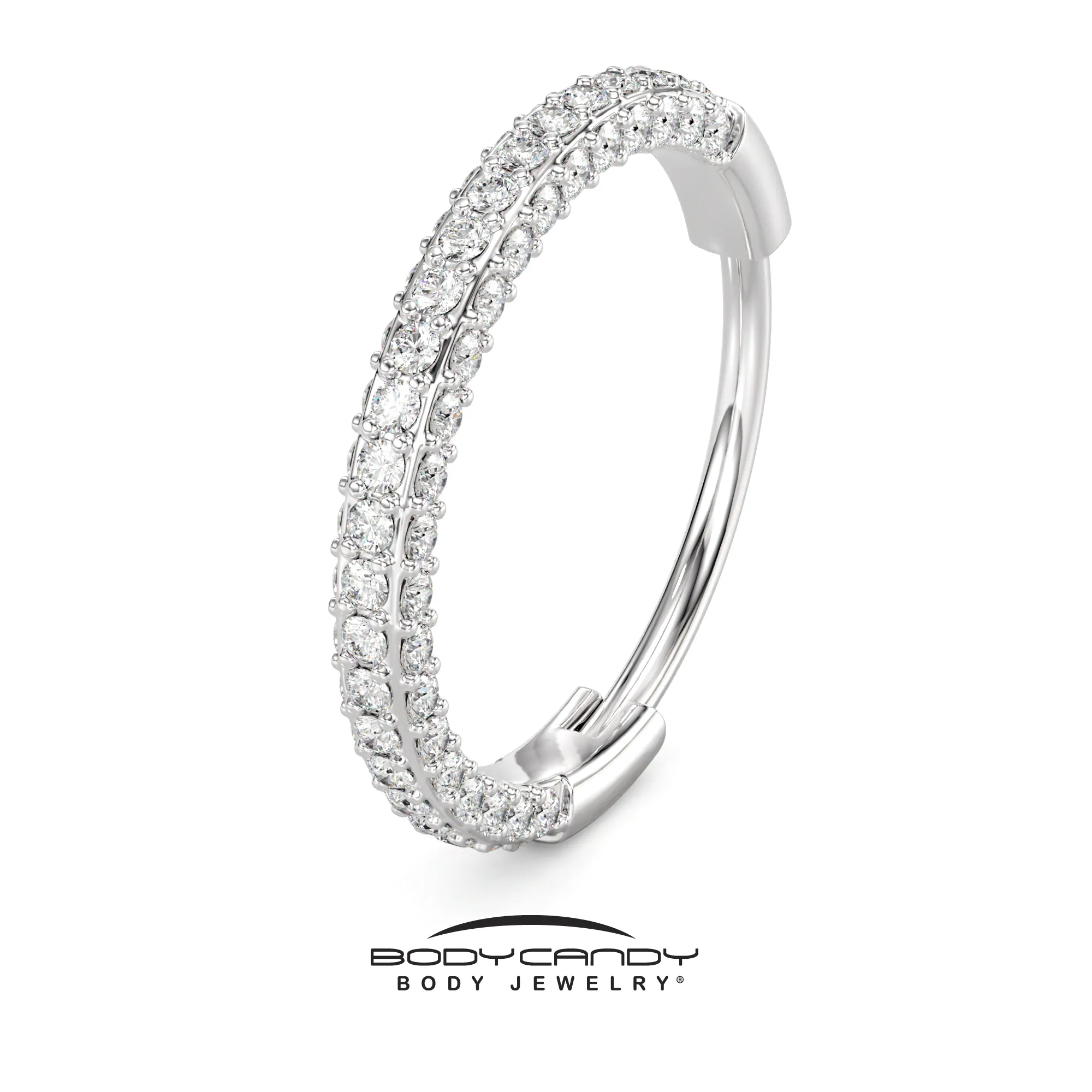 20 Gauge Implant Grade Titanium Triple Sided Micro Gem Hinged Nose Hoop (Select Size)