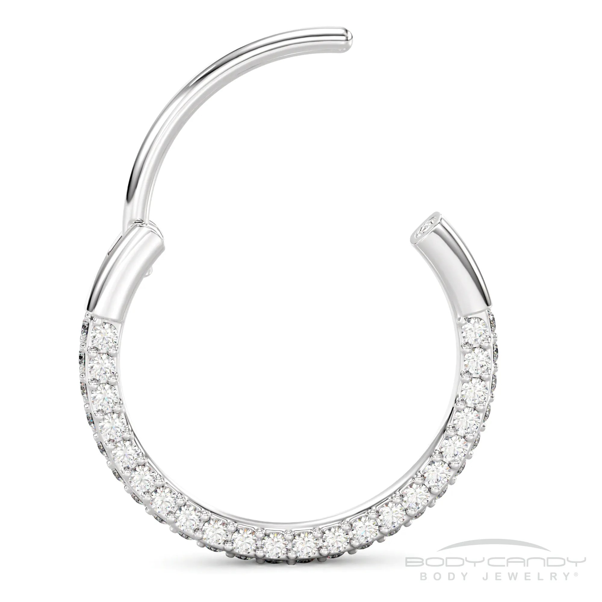 20 Gauge Implant Grade Titanium Triple Sided Micro Gem Hinged Nose Hoop (Select Size)