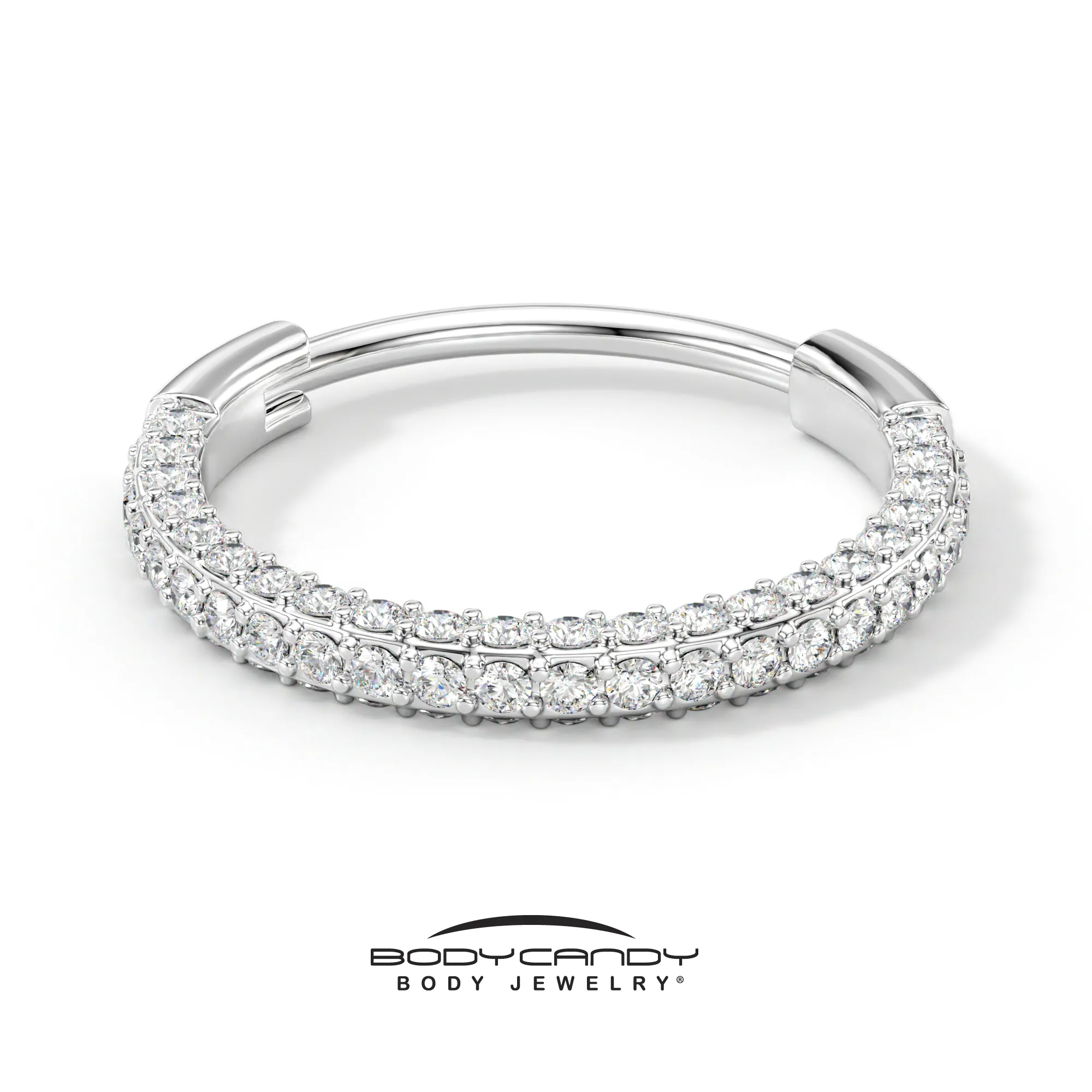 20 Gauge Implant Grade Titanium Triple Sided Micro Gem Hinged Nose Hoop (Select Size)