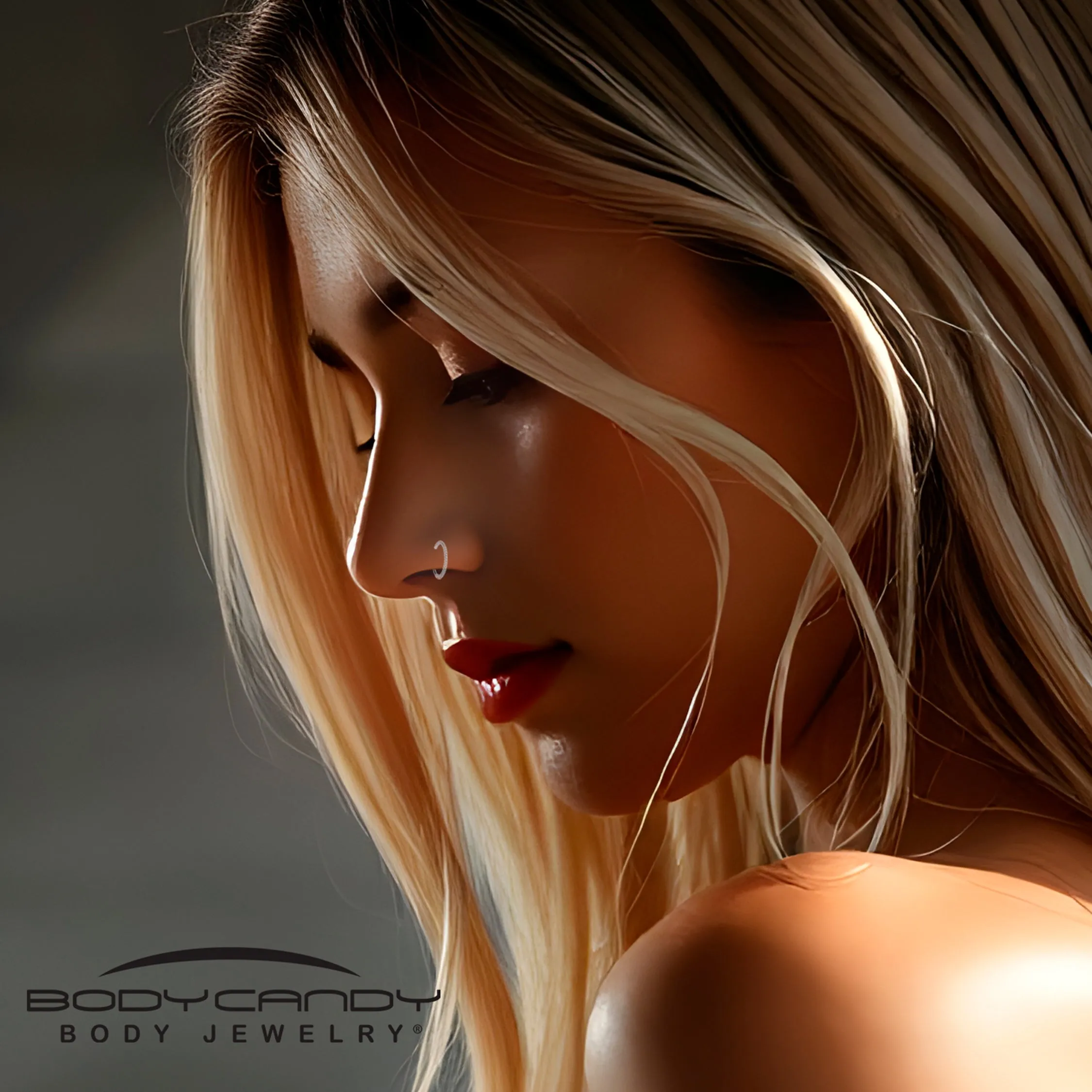 20 Gauge Implant Grade Titanium Triple Sided Micro Gem Hinged Nose Hoop (Select Size)