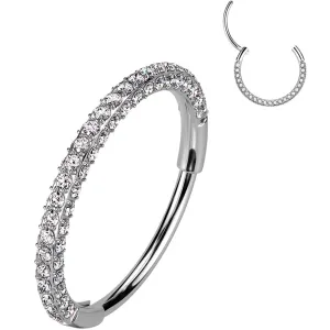 20 Gauge Implant Grade Titanium Triple Sided Micro Gem Hinged Nose Hoop (Select Size)