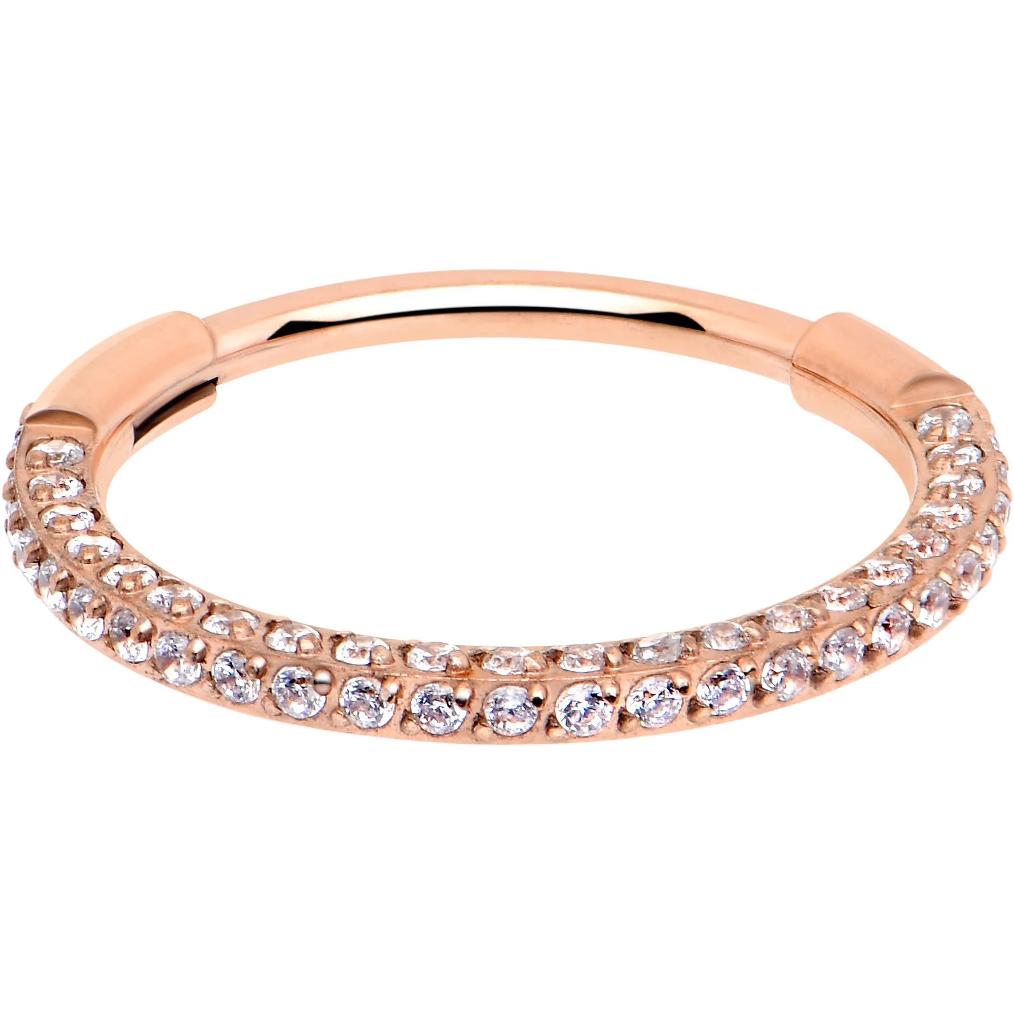20 Gauge Rose Gold PVD Implant Grade Titanium Triple Sided Micro Gem Hinged Nose Hoop (Select Size)