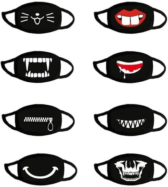 3 Pieces Unisex 3D Print Cartoon Pattern Cotton Face Masks