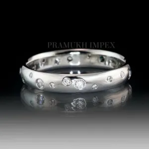 3.5mm Art Deco Wedding Band - Eternity Wedding Band - Vintage Style Band - Random Scattered Narrow Domed  Band-Sterling Silver Band