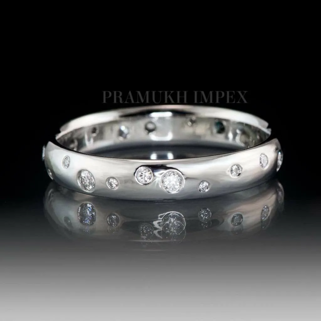3.5mm Art Deco Wedding Band - Eternity Wedding Band - Vintage Style Band - Random Scattered Narrow Domed  Band-Sterling Silver Band
