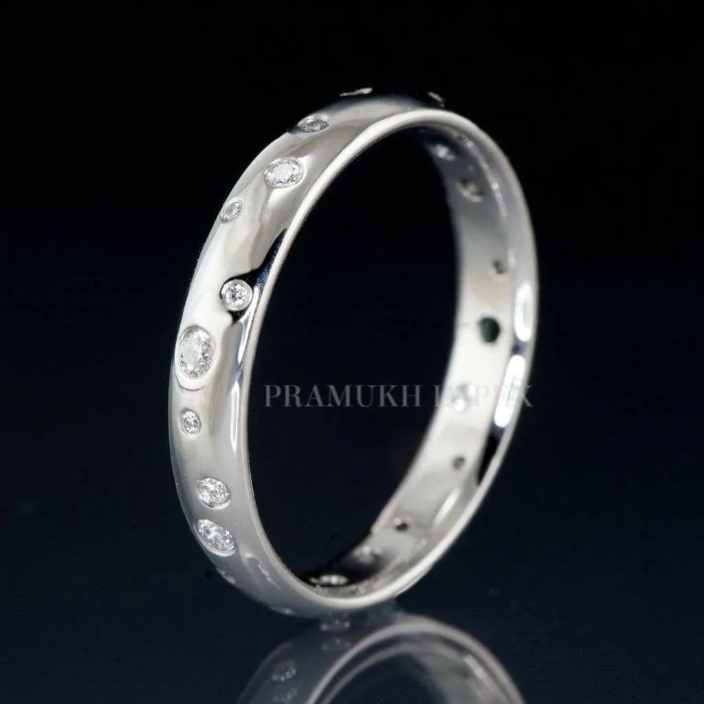 3.5mm Art Deco Wedding Band - Eternity Wedding Band - Vintage Style Band - Random Scattered Narrow Domed  Band-Sterling Silver Band