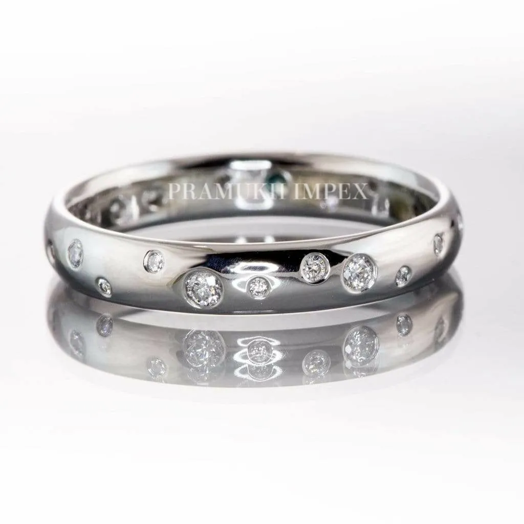 3.5mm Art Deco Wedding Band - Eternity Wedding Band - Vintage Style Band - Random Scattered Narrow Domed  Band-Sterling Silver Band