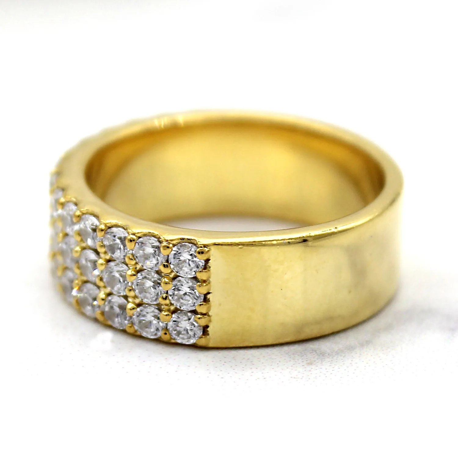 6 MM Simulated Diamond Wedding Band 14kt Yellow Gold