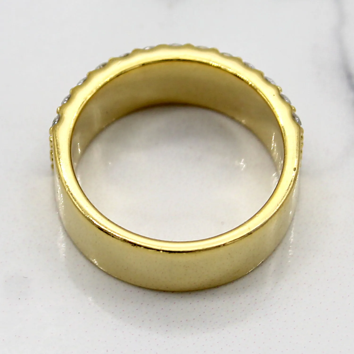 6 MM Simulated Diamond Wedding Band 14kt Yellow Gold