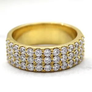 6 MM Simulated Diamond Wedding Band 14kt Yellow Gold