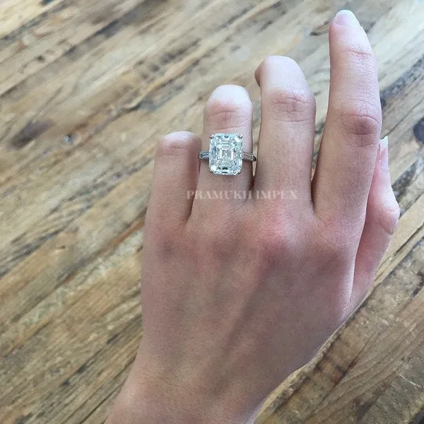 6.30ct Vintage Emerald Cut Diamond Ring, 14k white gold ring, Engagement Ring, Prongs Solid Wedding Ring, Perfect Anniversary Gift
