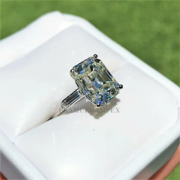 6.30ct Vintage Emerald Cut Diamond Ring, 14k white gold ring, Engagement Ring, Prongs Solid Wedding Ring, Perfect Anniversary Gift