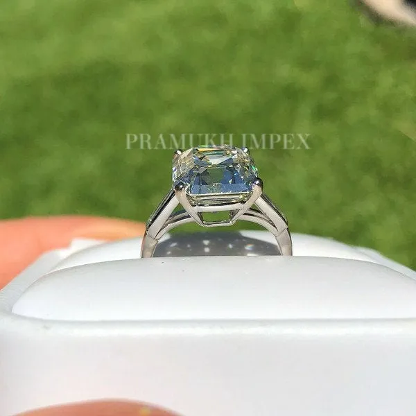 6.30ct Vintage Emerald Cut Diamond Ring, 14k white gold ring, Engagement Ring, Prongs Solid Wedding Ring, Perfect Anniversary Gift