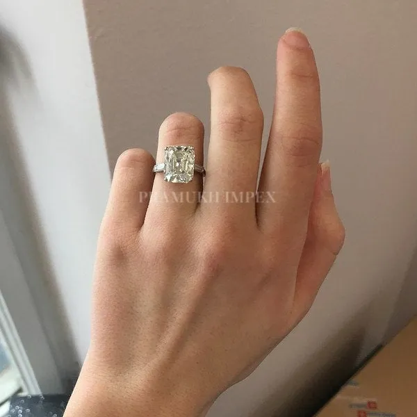 6.30ct Vintage Emerald Cut Diamond Ring, 14k white gold ring, Engagement Ring, Prongs Solid Wedding Ring, Perfect Anniversary Gift