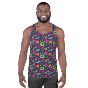 90s Style Vampire Fang Purple Pattern Unisex Tank Top / All Over Print