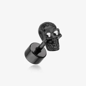 A Pair of Blackline Luster Skull Steel Fake Plug Earring