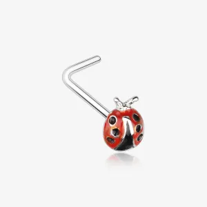 Adorable Dainty Ladybug L-Shaped Nose Ring