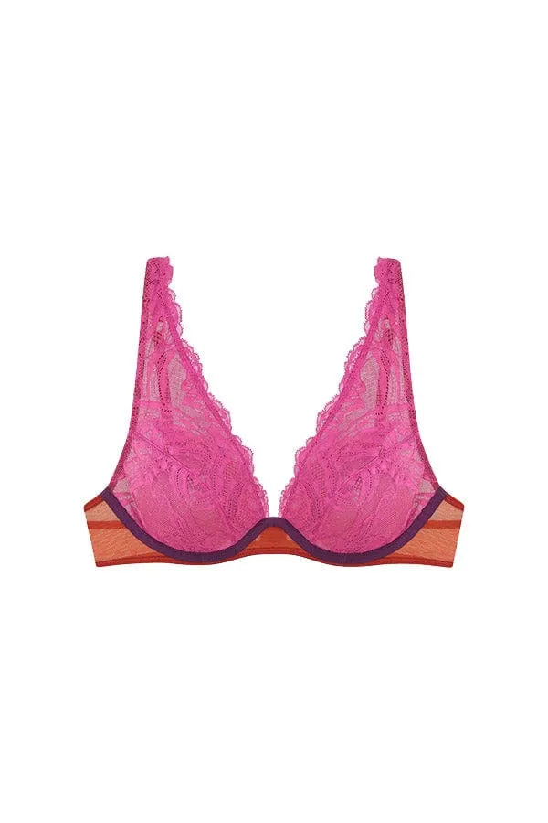 Alba Lace High Apex Underwire Bra- Pink