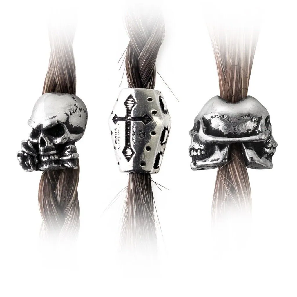 Alchemy Gothic ABR1 Alchemy Beard Rings/Beads Hair Skull Rose Cross Coffin