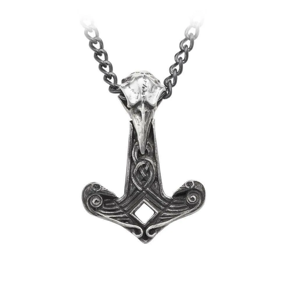 Alchemy Gothic P809  Raven Hammer Pendant Necklace