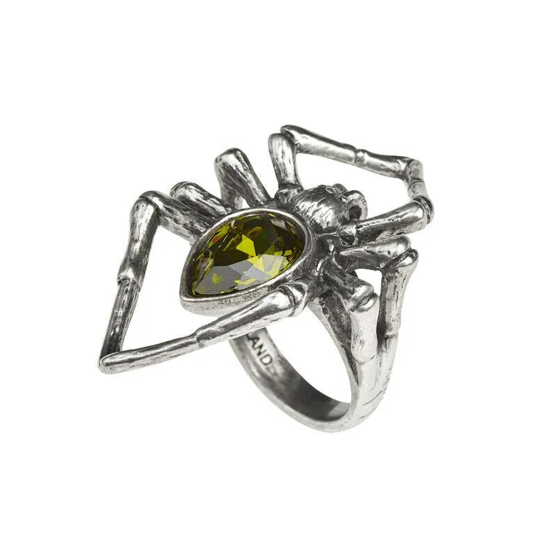 Alchemy Gothic R222 Emerald Venom Ring Crystal Spider England